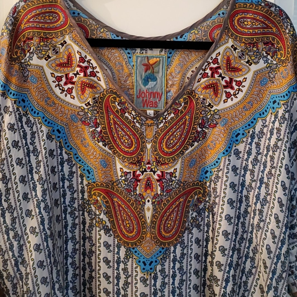 Johnny Was Blue and Orange Tunic Top